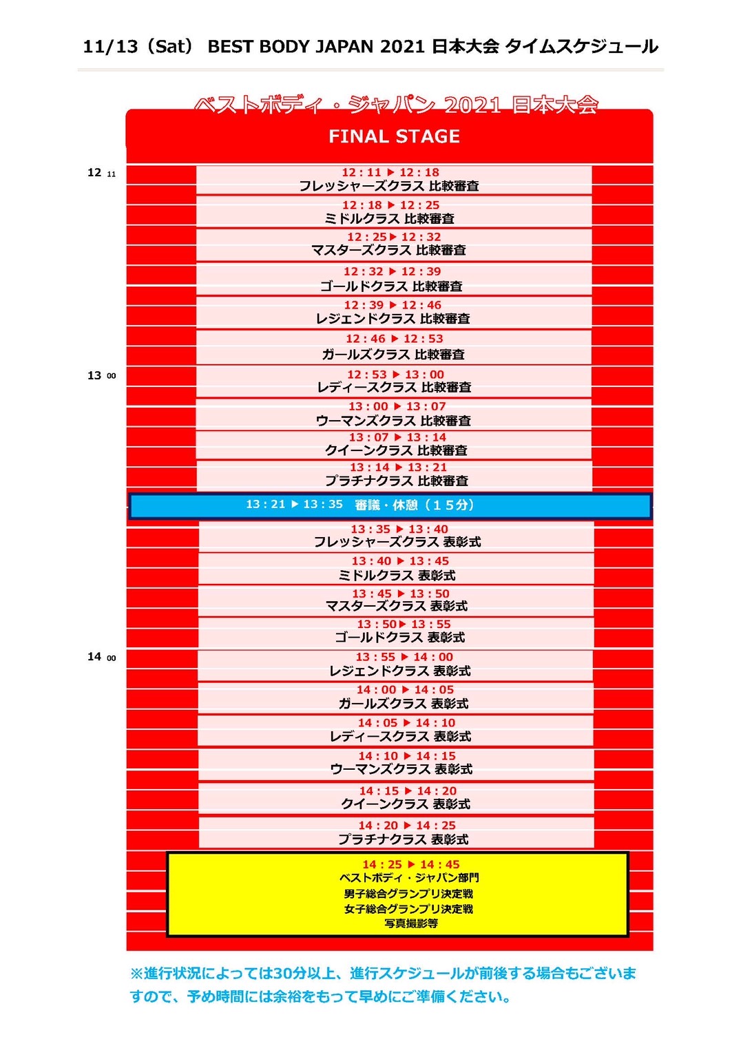 ベストボディ・ジャパン2021日本大会のタイムスケジュールのお知らせ – BEST BODY JAPAN